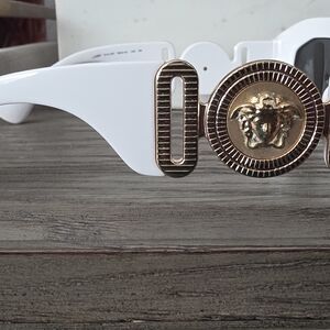 Versace White Sunglasses with Gold Medusa Detail